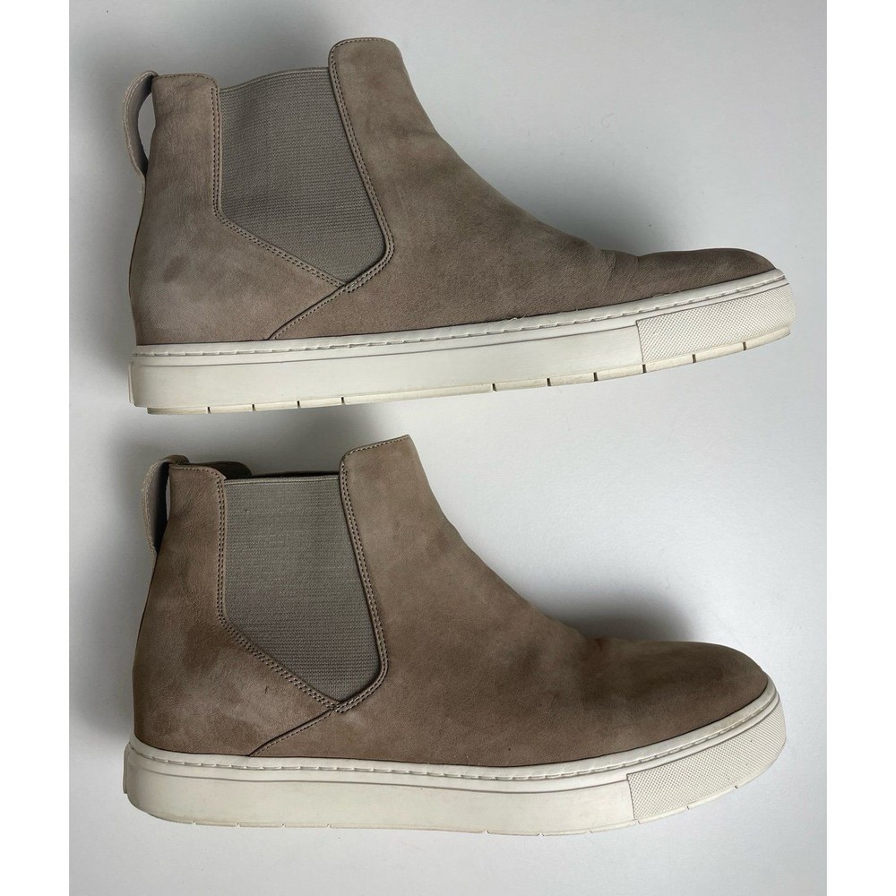 Vince The Newlyn Chelsea High Top Leather taupe Slip On Bootie Sneaker size 9